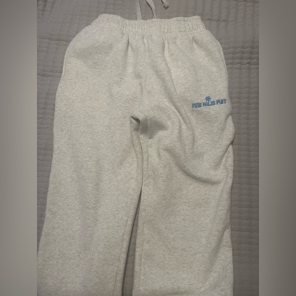 Brand New Never Worn Pink Palm Puff sweatpants heather grey XS X-Tall